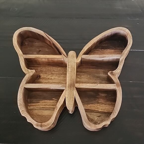 BUTTERFLY Wood Shelf or Tray Bohemian Style Beautiful Finished Accent Piece - Picture 1 of 8